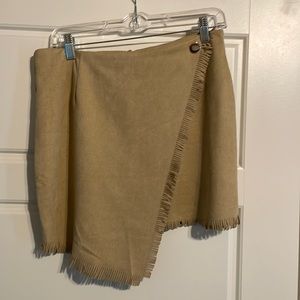 Light suede fringe skirt